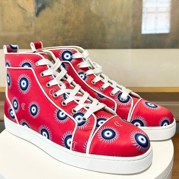 👞 CHRISTIAN LOUBOUTIN Satin Nappa Loubi Eye Louis Orlato Flat Sneakers Size: 41 - Picture 8 of 11